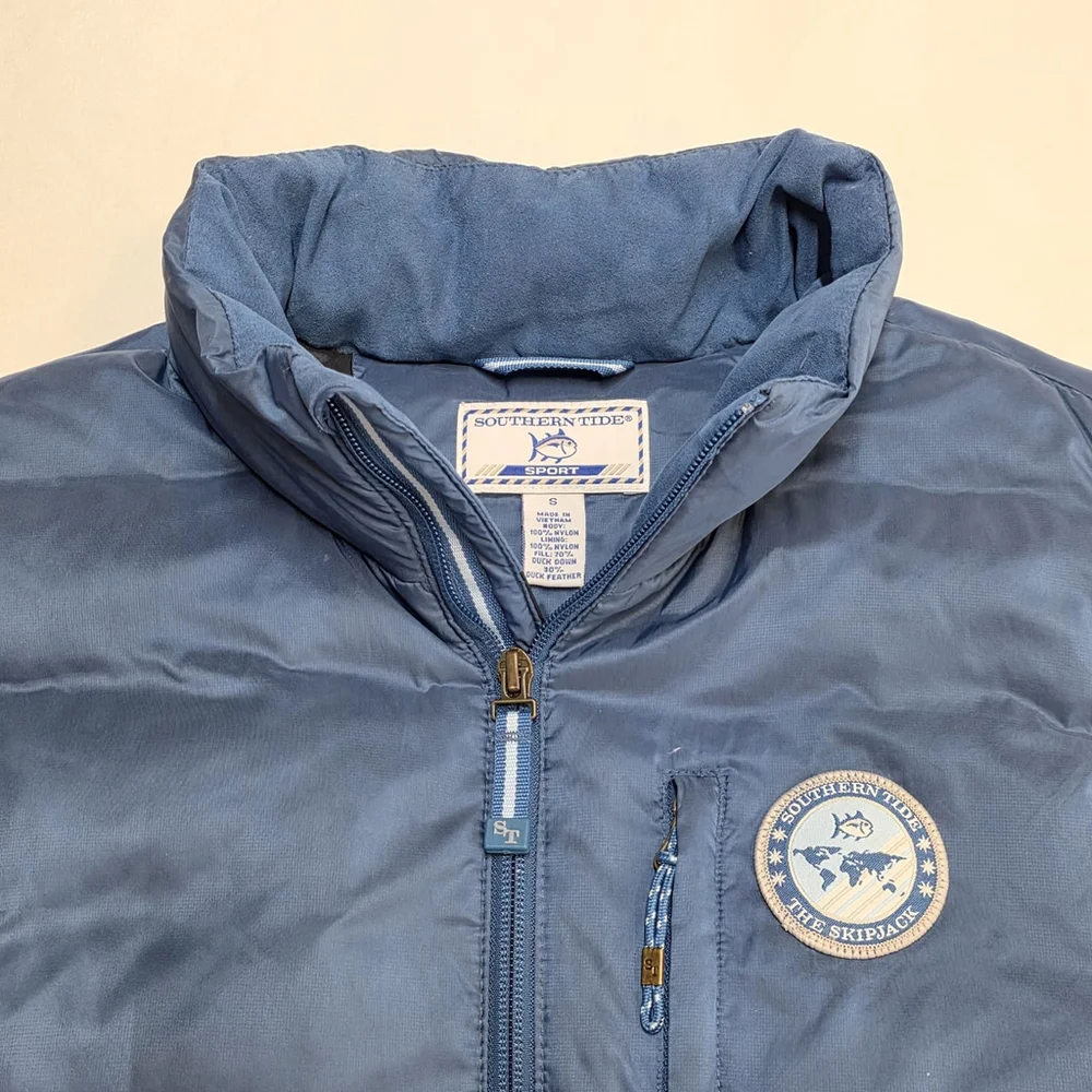Coastal Prep Southern Tide Down Vest Men S Blue Nylon Goose Down Zip Jacket
